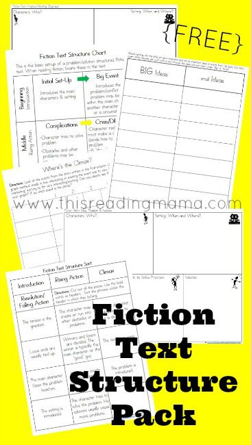 FREE Fiction Text Structure Printable Pack | This Reading Mama Fiction Text Structure, Teaching Text Structure, Writing Elementary, Text Structures, Reading Chart, Reading Graphic Organizers, Grammar English, Grammar Games, Literary Text