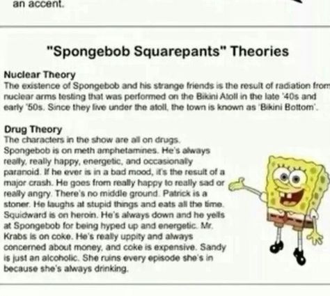 Spongebob Theory Conspiration Theory Funny, Conspiration Theories, Crazy Theories, Conspericy Theories, Cartoon Theories, Brain Wash, Ruined Childhood, Funny Deep Thoughts, Childhood Ruined