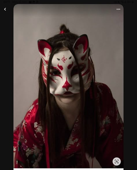 Japan Halloween Costume, Kitsune Photoshoot, Kitsune Makeup, Kitsune Costume, Asian Halloween, Kitsune Cosplay, Asian Mask, Chinese Demon, Japan Halloween