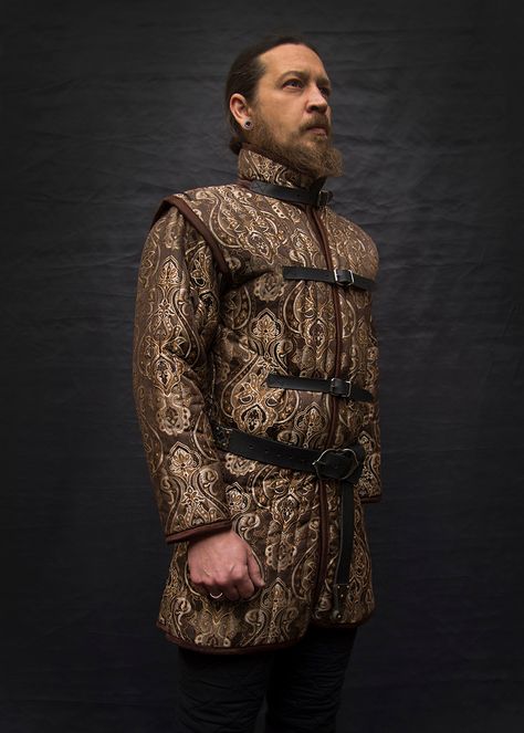 » Italian Gobelin Gambeson “Umber & Gold” Suit Pattern, Santa Suits, Arm Armor, Medieval Armor, Handmade Brass, Under Armor, Larp, Floral Motif, Fabric Color