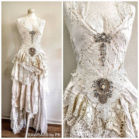 Patchwork Wedding Dress, Angelic Costume, Fae Clothes, Wedding Dresses Cream, Rustic Boho Wedding Dress, Tattered Wedding Dress, Boho Couture, Elven Wedding Dress, Elven Wedding