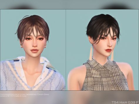 TS4 Female Hair G39 | Ginko Sims on Patreon Sims 4 Hairstyles, Tomboy Hair, 4 Hairstyles, Tomboy Hairstyles, Pelo Sims, David Sims, All Hairstyles, Female Hair, Sims Four