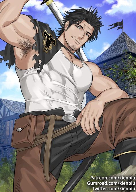 Anime Muscle, Yami Sukehiro, Animated Man, Character Inspiration Male, Anime Guys Shirtless, Black Clover Anime, Cool Anime Guys, Anime Dad, Guy Drawing