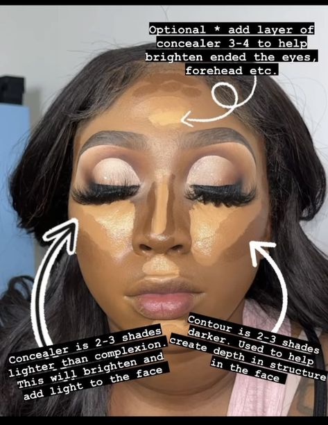 Highlight Makeup Black Women, Makeup For Melanin Skin, How To Contour Your Face Beginners Black Women, Makeup Must Haves For Black Women, Makeup Tutorial Professional, Contour Makeup Black Women, Contour For Black Women, Black Makeup Artist Aesthetic, No Eyeshadow Makeup Look Black Women