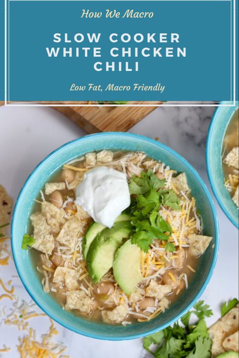 Easy Macro Friendly Recipes Crockpot, Crock Pot Macro Friendly, White Chicken Chili Creamy, Macro Friendly Slow Cooker Chicken, Macro Friendly Chili, Macro Friendly White Chicken Chili, Easy White Bean Chicken Chili, Creamy White Bean Chicken Chili, Husband Food