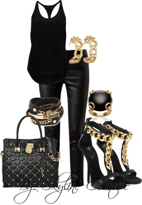 Black And Gold Outfit, Gold Outfit, Looks Black, Coco Chanel, Look Fashion, Karl Lagerfeld, Passion For Fashion, Women's Style, Black And Gold