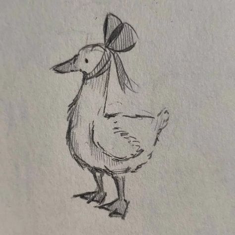 Vintage Duck Drawing, Ducks Cute Drawing, Two Ducks Drawing, Duck Sketch Pencil, Banana Duck Drawing, Duck With Hat Drawing, Duck Drawings Cute, Silly Duck Drawing, Duck Drawing Reference