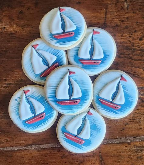 Sailboat Cookies, Beautiful Cookies, Cut Out Cookies, Icing Cookies, Royal Icing Cookies, Cookie Cake, Decorated Cookies, Royal Icing, Cookie Decorating