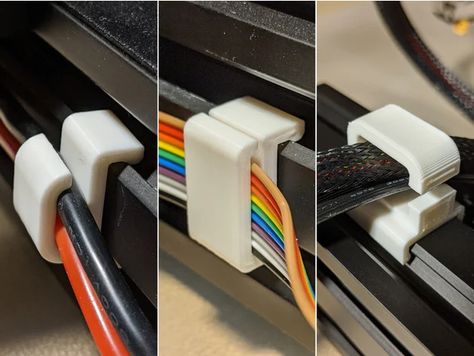 This an assortment of cable clips designed to work with the Creality Ender 3/Ender 3 Pro. Currently, the collection includes clips for the display cable, power wires, and extruder wire loom.There are two versions of each clip: a regular version and a tighter version. If the regular clip is coming loose, try printing the tighter version. If the clip is too tight, try sanding down the nubs on the ends.If you have any thoughts or suggestions for improvement, feel free to leave a comment. :) Ender 3 Pro, Useful 3d Prints, Drukarka 3d, 3d Printing Art, 3d Printing Diy, Ender 3, 3d Printer Projects, 3d Printed Objects, Cable Clips