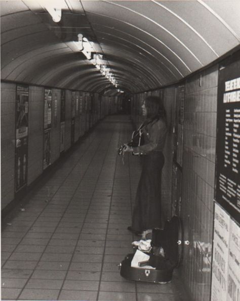 Fast Eddy Busking in tunnel down in Oxford Circus Underground.London. 1970.Copyright Eddy Wilkinson Busking Aesthetic, Subway Tunnel, Underground London, Compton Street, Tokyo Subway, London Underground Stations, Underground Station, Oxford Circus, Visual Board