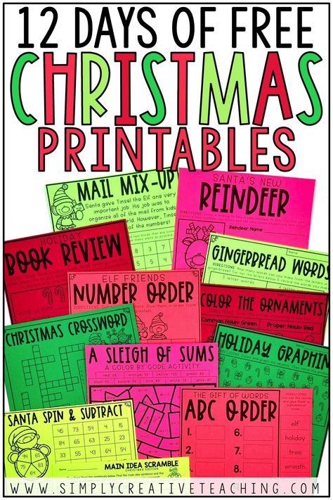 Grinch Math Activities 3rd Grade, Fifth Grade Christmas Activities, Christmas Writing Activities 3rd Grade, Grade 1 Christmas Activities, 12 Days Of Christmas In The Classroom, Classroom Christmas Crafts 3rd Grade, Christmas Classroom Games 1st Grade, Christmas Math Activities 2nd Grade, Christmas Classroom Activities 4th Grade