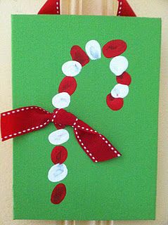 Fingerprint candy cane card Easy Christmas Crafts For Toddlers, Joulun Aika, Juleverksted For Barn, Candy Cane Crafts, Christmas Crafts For Toddlers, Crafts For Toddlers, Christmas Crafts For Kids To Make, Christmas School, Preschool Christmas