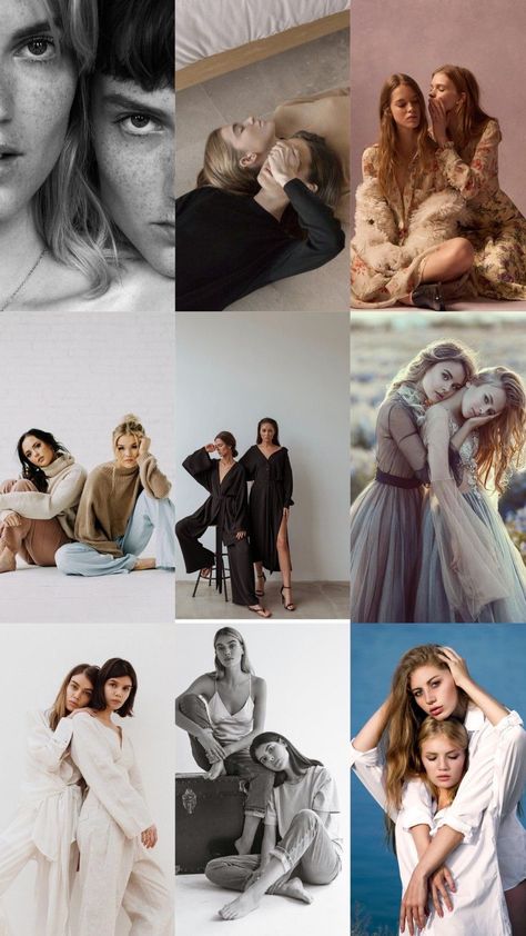 Two Women Photoshoot Ideas, Best Friend Photoshoot Studio, 2 Sisters Photography, 2 Model Poses Together, Pose Mannequin, Sisters Photoshoot Poses, Creative Fashion Photography, Mode Editorials, Sisters Photoshoot