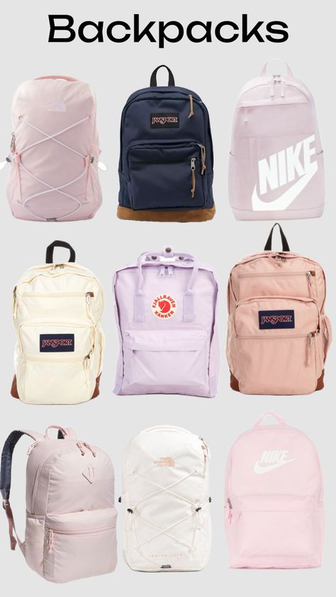 #coquette #cleangirl #vanillagirl #school #backtoschool #backpack #cute #nike #jansport #northface #addidas #aesthetic Aesthetic Back To School Backpack, Nike Backpack Aesthetic, Northface Backpacks Aesthetic, Jansport Backpacks Aesthetic, Cute Jansport Backpacks, Nike School Backpacks, Jansport Backpacks, Cute Backpacks For School, Bape Outfits