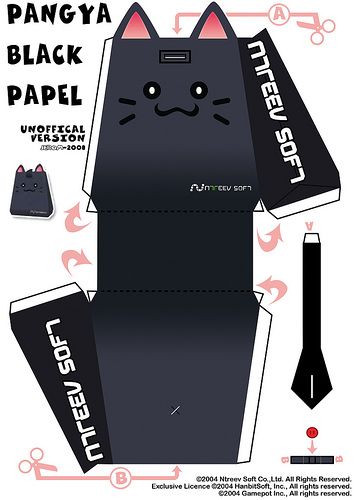 PANGYA black Papel | par jerom-bd Cat Papercraft, Templates Black, Papercraft Templates, Paper Craft, Black Cat, White And Black, Paper Crafts, Black And White, White