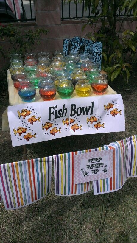 Circus theme fish bowl game Carnival Fish Bowl Game, Fish Bowl Game, Probability Games, Carnival Booths, Halloween Street, School Fair, Ring Game, Bowl Game, Toss Game