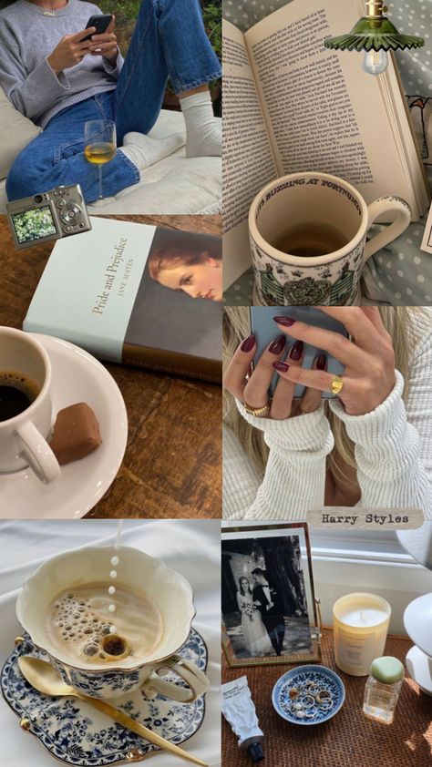 pinterest: ffabiianaa 🫶🏼 #cozy #booktok #coffee #oldmoney Book And Coffee Wallpaper, Coffee And Books Aesthetic Wallpaper, Reading Aesthetic Collage, Coffee House Aesthetic Wallpaper, Coffee Collage Wallpaper, Feed Goals, Healthy Lifestyle Motivation, Vision Board Inspiration, Iphone Wallpaper Tumblr Aesthetic