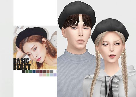 WAEKEY • Basic Beret • New mesh / EA mesh edit • Category:... Cc Hats, Snap Pants, Short Weave, Tumblr Sims 4, Sims 4 Dresses, The Sims 4 Download, Sims 4 Update, Toddler Accessories, Sims 4 Cc Furniture