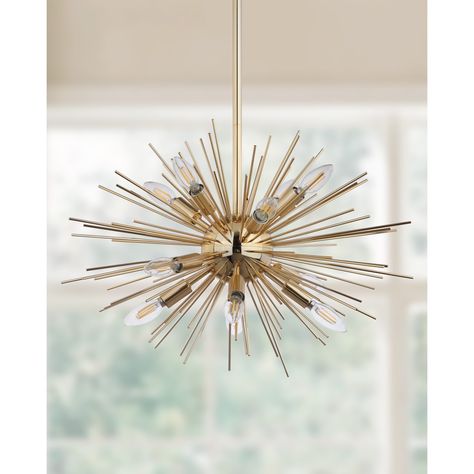 Safavieh Lighting Zadie Gold Retro Sunburst LED 12-light Adjustable Pendant , Warm White 2700K - 3000K Gold Sunburst, Contemporary Pendant Lights, Contemporary Pendant, Lighting Products, Light Bulb Types, Led Pendant Lights, Hanging Pendant Lights, Geometric Pendant, Pendant Gold