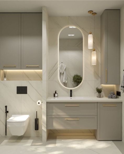 Toilet Sink, Modern Bathroom, Mirror, Wall, White, Design