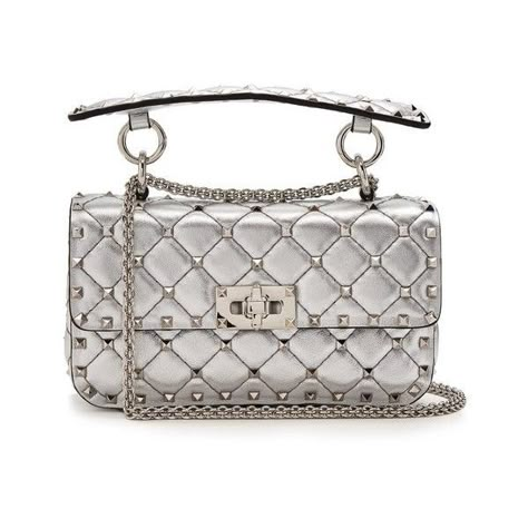 Valentino Rockstud Spike small quilted-leather shoulder bag ($2,195) ❤ liked on Polyvore featuring bags, handbags, silver, evening handbags, white handbag, quilted leather handbags, chain strap handbags and studded handbags Studded Handbags, Minimalist Handbag, Handbags White, Silver Bags, Handbag Collection, White Handbag, Evening Handbag, Evening Purse, Valentino Rockstud