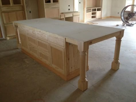 Floating Kitchen Island With Seating, Turn A Table Into An Island, Kitchen Island That Looks Like A Table, Kitchen Island With Overhang On 3 Sides, Kitchen Island Seating On End, 8ft Long Kitchen Island, Island Support Ideas, Kitchen Island 8 Ft, 6x4 Kitchen Island