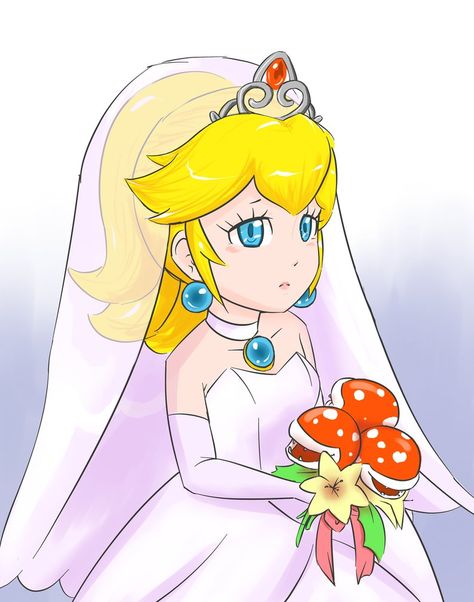 Odyssey Bride Peach by 9Kurinoa-Chibi6.deviantart.com on @DeviantArt Princess Peach Wedding Dress, Princess Peach Wedding, Peach Wedding Dress, Princess Toadstool, Mario And Princess Peach, Peach Mario, Nintendo Princess, Peach Art, Princesa Peach