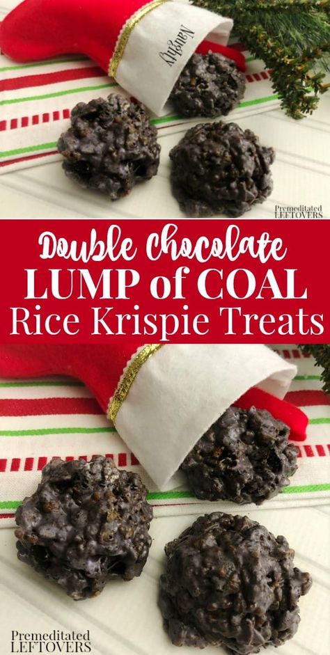 Coal Cookies, Coal For Christmas, Lumps Of Coal, Cocoa Krispies, Chocolate Rice Krispie Treats, Christmas Coal, Hot Chocolate Fudge, New Year's Desserts, Best Christmas Desserts