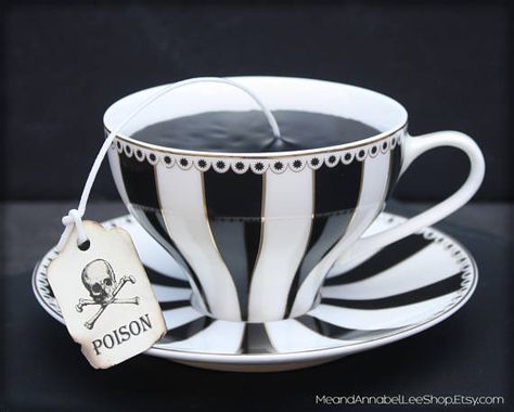 Gothic Tea Cup, Black Tea Cup, Tea Cup Candle, Tea Tag, Dark Circus, Teacup Candles, Dark Home Decor, Goth Home, Goth Home Decor