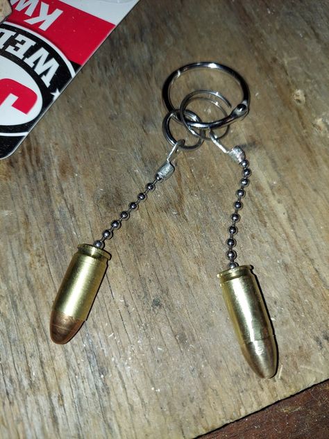 9mm and .25 auto Keychain bullets. Deactivated Bullet Keychain, 9mm Bullet, Art Design, Personalized Items, Design, Art