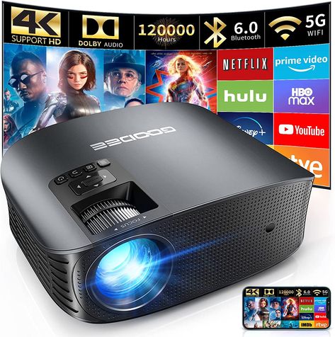 GooDee Projector 4K with WiFi and Bluetooth Supported, FHD 1080P Mini Projector for Outdoor Moives, 5G Video Projector for Home Theater Dolby Audio Zoom Portable Projector TV Stick PPT (YG600 Plus) Cinema Projector, Projector Tv, Best Projector, Outdoor Projector, Best Home Theater, Mini Projector, Computer Camera, Movie Projector, Portable Projector