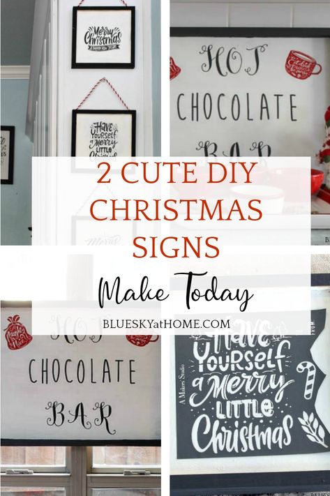 How to Make 2 Cute DIY Christmas Signs Diy Christmas Signs, Christmas Frames Diy, Baking List, Christmas Signs Diy, Farmhouse Designs, Bar Diy, Christmas Crafts For Kids To Make, Stencil Projects, Christmas Stencils