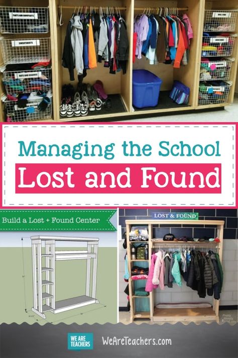 Lost And Found Box Ideas For School, Lost And Found School Ideas, School Lost And Found Organization, School Lost And Found Ideas, Lost And Found Ideas For School, Care Closet For School, School Improvement Ideas, Elementary School Office Decor Ideas, Pioneer Projects