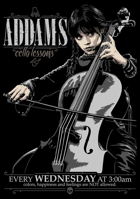 Wednesday Addams Wallpaper Art, Wednesday Poster, Wednesday Wallpaper, Cello Lessons, Addams Family Wednesday, Book Cover Design Inspiration, Panther Art, Promotional Poster, Canvas Collage