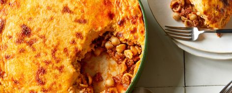 Pastitsio by Ina Garten Kasseri Cheese, Pastitsio Recipe, Breakfast Strata, Sweet And Sour Meatballs, Barefoot Contessa, Ground Lamb, Stuffed Pasta Shells, Cooking Channel, Meat Sauce