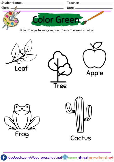 Color Worksheets Green Colour Knowledge, Colour Worksheet, Colors Worksheet, Worksheet For Nursery Class, Colors Preschool, Assignment Work, Green Activities, Color Worksheet, Teach Colors