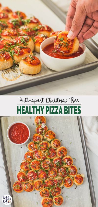 Pizza Bites Appetizer, Christmas Potluck Dishes, Christmas Tree Pizza, Pizza Balls, Christmas Pizza, Meatless Dishes, Healthy Appetizer, Christmas Appetizers Party, Sides Recipes