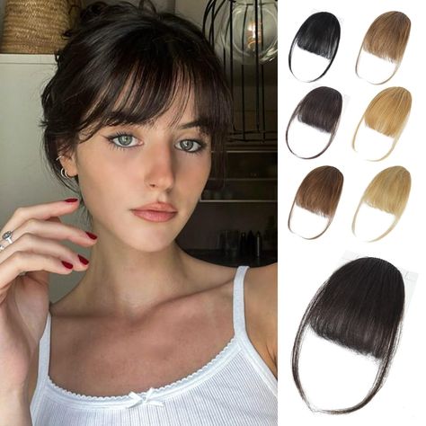 PRICES MAY VARY. 🌹【High-quality material】: The fake bangs is 100% human hair and is not mixed with other materials. Human hair bangs can be permed and dyed at will. Clip in bangs to create the most lustrous and realistic natural effect, shiny, soft and smooth, just like your own hair. No tangles, no shedding, no odor, they can be curled, straightened, and you can wash them like shampoo and conditioner. 🌹【Perfect design of hair clip】: One-piece clip in bangs, the clip-in design makes it easier Styling Bangs Tutorial, Clip On Bangs, Growing Out Bangs, Clip In Bangs, Fake Bangs, How To Cut Bangs, Diamond Face Shape, Hairpieces For Women, Hair Bangs