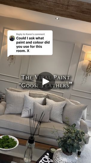 239K views · 3.3K reactions | Hey guys so again we’ve been asked a lot about the paint that we have used throughout the house 🩵 it’s called “goose feathers” by @valsparpaintuk I thought it might be nice to show you the paint swatch in B&Q and also in our house 🏡 because as you can see in B&Q, it does look more of a grey. But I can assure you it’s definitely the most perfect neutral beige. Hope this helps 🙏🏻 😘 
#lavishlodge #lavishlodgeinteriors #homedecor #homerenovation #renovationproject #houseoftiktok #luxuryhomes #homeware #softfurnishings #goosefeathers #paint #renovationproject | Lavish Lodge Interiors Goose Feathers Valspar, Lodge Interiors, Paint Living Room, Front Room Decor, Color Boards, Paint Swatches, Feather Painting, Goose Feathers, Paint Colors For Living Room