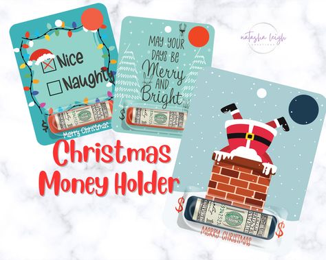 Say Merry Christmas this year with the best gift ever...MONEY!! These Christmas themed money holder cards gives you an adorable way to give money as a gift!! The handmade paper money card features a heavy card stock background and measures 4" x 5". Just roll up the money, peel off the adhesive back, and stick it to the front of the card and you are ready to gift! Cricut Christmas Money Holder, Teen Christmas Gift, Money As A Gift, Gift Money, Teen Christmas Gifts, Money Card, Christmas Money Holder, Stock Background, Christmas Money