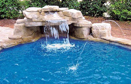 Ten affordable swimming pool grotto designs—in pictures—for your backyard Grotto Design, Grotto Pool, Blue Haven Pools, Swimming Pool Waterfall, Rock Waterfall, Pool Water Features, Pool Renovation, Pool Remodel, Pool Fountain