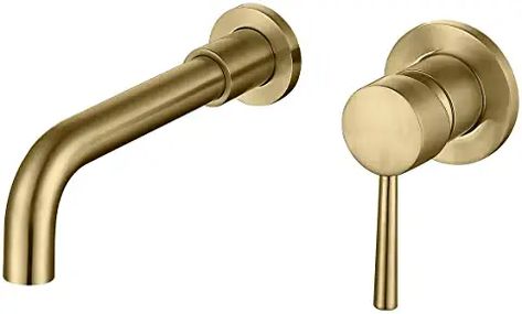 Amazon.ca : brushed gold bathroom faucet Wall Faucet Bathroom, Bathroom Wall Faucets, Brushed Gold Bathroom Faucet, Brushed Gold Bathroom, Gold Bathroom Faucet, Coast House, Gold Faucet, Wall Faucet, Wall Mount Faucet Bathroom