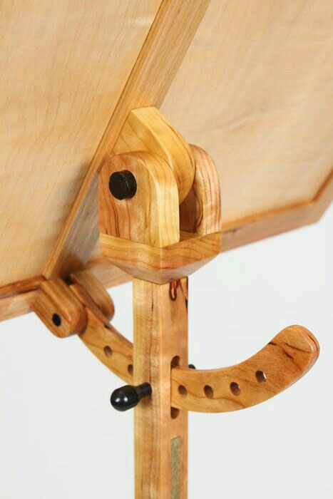 Wooden Music Stand, Workshop Hacks, Drafting Tables, Wooden Hinges, Music Stands, Tiger Maple, Drawing Table, Music Stand, Diy Workshop