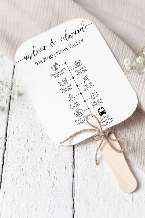 Wedding Order Of Events, Party Timeline, Wedding Day Schedule, Wedding Fan, Rustic Paper, Wedding Icon, Wedding Ceremony Signs, Program Fans, Wedding Program Fans