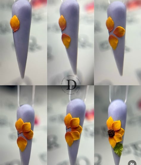 3d Acrylic Nails, 3d Nail Designs, Nails Nail Polish, Nail Tutorial Videos, 3d Nail Art Designs, Acrylic Nails At Home, Country Nails, 3d Flower Nails, Sunflower Nails