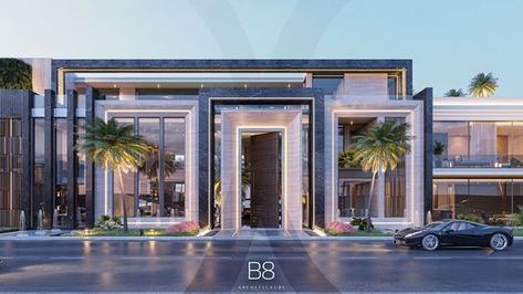 Villa Corinthia / Triple Signature Mansion in Palm Jumeirah - B8 Architecture and Design Studio Villa Cullinan, B8 Architecture, Modern Mansions, House Structure Design, Big Mansions, Luxury Villa Design, Dubai Design, Luxury Exterior, Luxury Houses Mansions