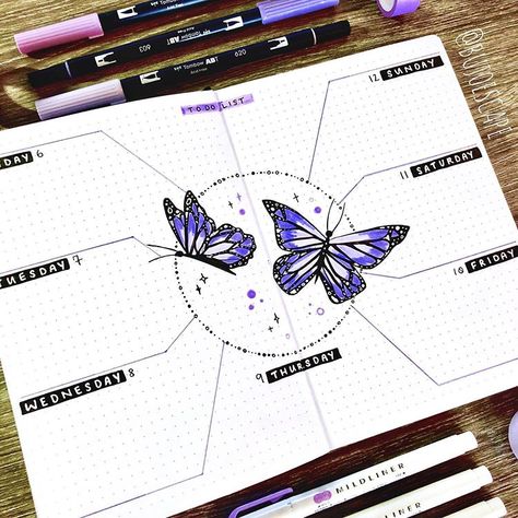 Butterfly Bujo Theme, Butterfly Bujo, Butterfly Bullet Journal, 16 Shots, Memory Notebook, 2024 Bujo, Butterfly Journal, April Bullet Journal, Bulletin Journal