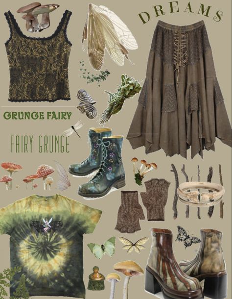 Earth Fairy Aesthetic Outfit, Fairy Core Aesthetic Outfits, Faerie Grunge, Fairygrunge Aesthetic, Fairycore Aesthetic Outfits, Goblincore Outfits, Fairy Grunge Outfit, Green Png, Fairycore Grunge