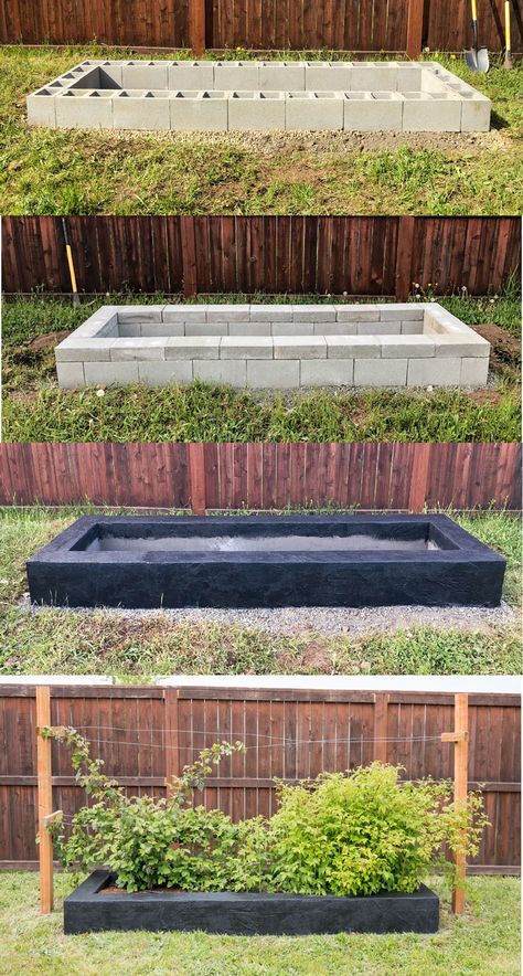 Cement Garden Beds, Cinder Block Garden, Diy Cement, Cement Garden, Plants Growing, Garden Deco, Backyard Makeover, Backyard Patio Designs, Backyard Oasis