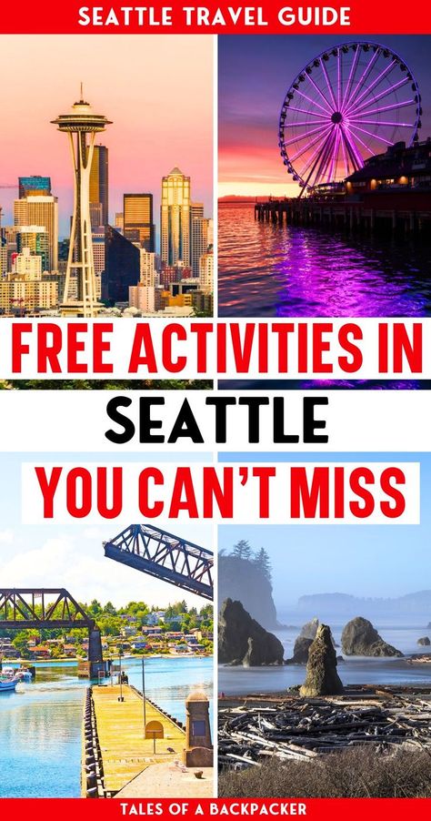 Seattle travel tips: Enjoy visiting Seattle on a budget with the best free things to do in Seattle Washington! From visiting the markets and museums in Seattle to parks with epic views of the Seattle Skyline, the Space Needle and Mount Rainier, we've got you covered for free activities in Seattle! Check out these cheap things to do in Seattle Washington so you know exactly what to do in Seattle for free on your budget Seattle vacation #budgettraveltips Seattle Activities, Weekend In Seattle, Visiting Seattle, Seattle Travel Guide, Things To Do In Seattle, Seattle Vacation, Washington State Travel, Seattle Travel, Visit Seattle